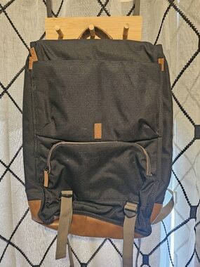 Lenovo Black Canvas Backpack with Brown "leather" Accents